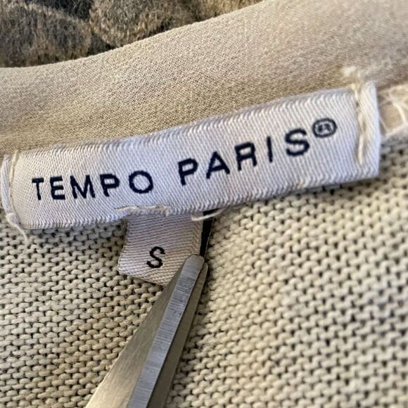 Tempo Paris Blouse SMALL Flowery Print Bohemian Hippie Top Neutral Flowers Tan - Picture 8 of 9